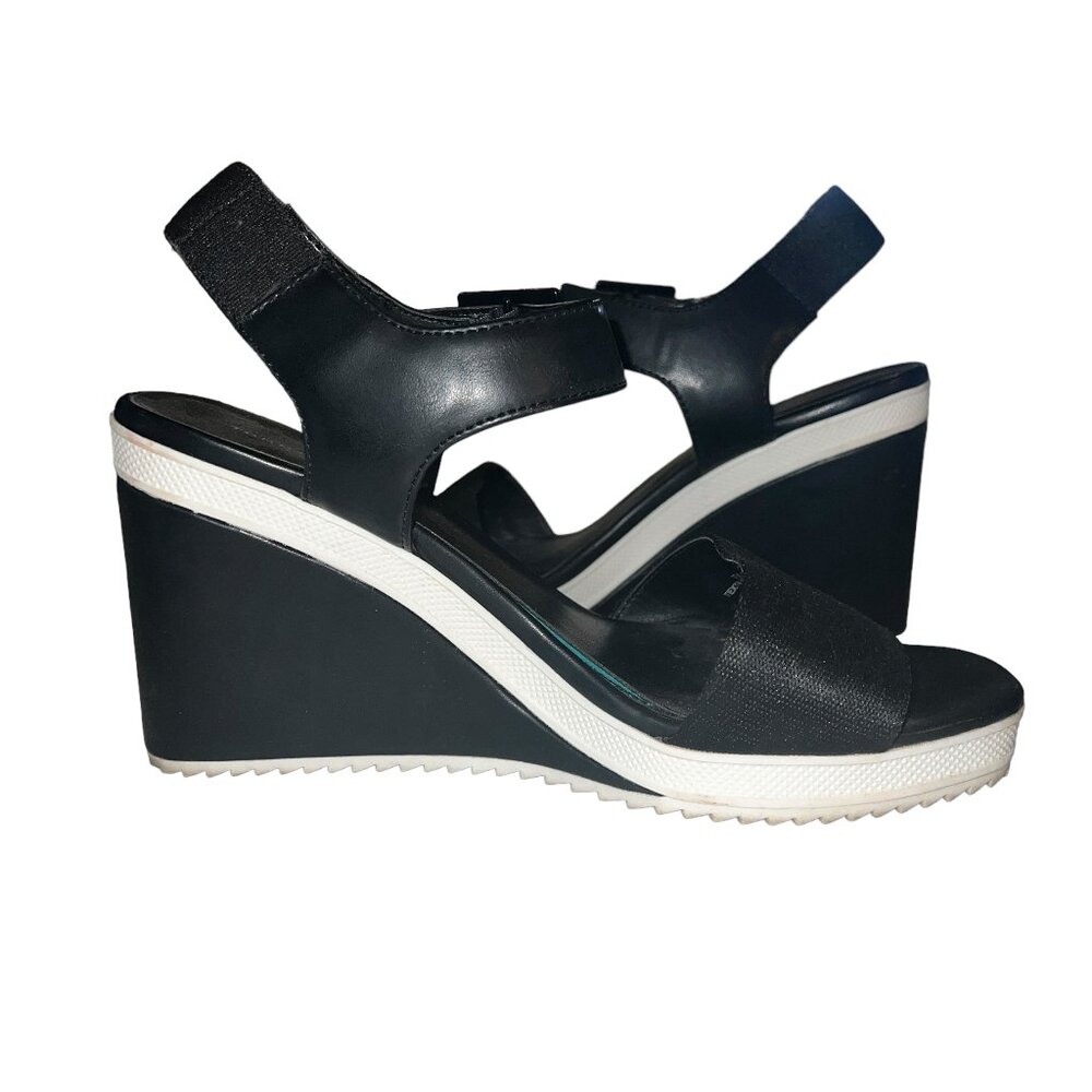 Super comfortable! Tommy Hilfiger Black & White Athleisure Wedge Size 7.5 - Picture 2 of 10
